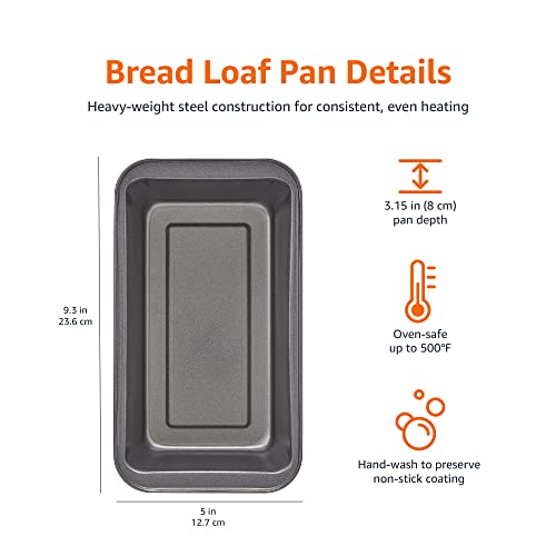 Amazon Basics Baking Bread Loaf Pan, 9.5 x 5 Inch, Set of 2
