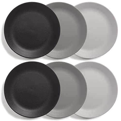 US Acrylic Everest Ultra-Durable Plastic 10 inch Dinner Plates in Grey Stone | set of 6 Reusable, BPA-Free, Made in the USA, Dishwasher Safe Dinnerware