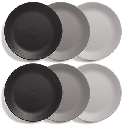 US Acrylic Everest Ultra-Durable Plastic 10 inch Dinner Plates in Grey Stone | set of 6 Reusable, BPA-Free, Made in the USA, Dishwasher Safe Dinnerware