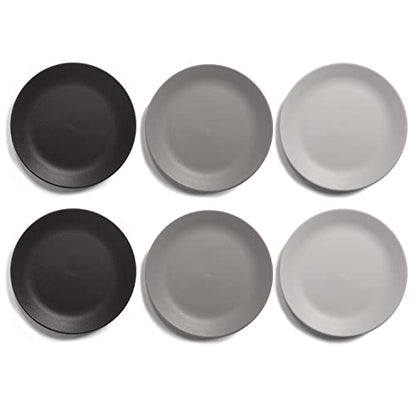 US Acrylic Everest Ultra-Durable Plastic 10 inch Dinner Plates in Grey Stone | set of 6 Reusable, BPA-Free, Made in the USA, Dishwasher Safe Dinnerware