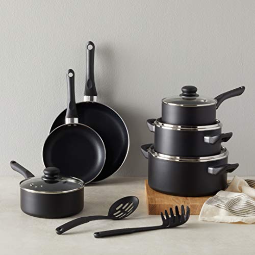 Amazon Basics Non-Stick Cookware Set, Pots, Pans and Utensils - 15-Piece Set