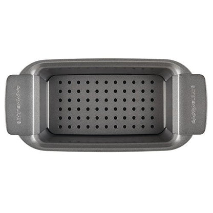 Rachael Ray Bakeware Meatloaf/Nonstick Baking Loaf Pan with Insert, 9 Inch x 5 Inch, Gray