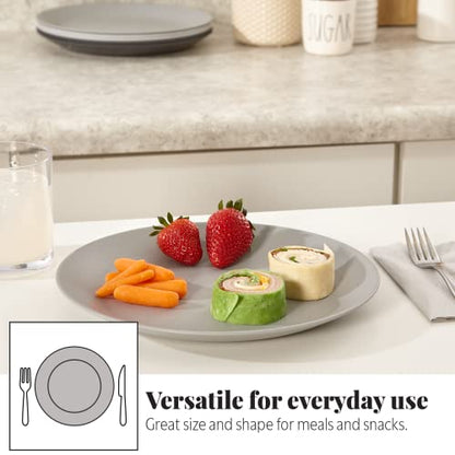 US Acrylic Everest Ultra-Durable Plastic 10 inch Dinner Plates in Grey Stone | set of 6 Reusable, BPA-Free, Made in the USA, Dishwasher Safe Dinnerware