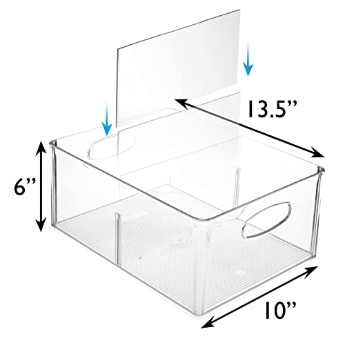 ClearSpace All-Purpose Bins with Divider XL(13.5x10x6) – Perfect Kitchen Organization or Pantry Storage – Fridge Organizer, Pantry Organization and Storage Bins, Cabinet Organizers