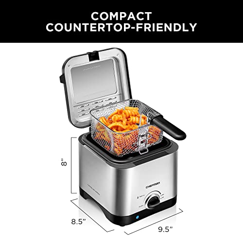 Chefman Fry Guy, The Most Compact & Convenient To Deep Fry Comfort Food, Restaurant-Style Basket With A 1.6-Quart Capacity, Easy-View Window & Adjustable Temp Control So You Can Cook To Perfection