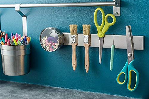 Modern Innovations 16 Inch Stainless Steel Magnetic Knife Bar with Multi-Purpose Functionality as a Knife Holder, Knife Strip, Magnetic Tool Organizer, Art Supply Organizer & Home Organizer