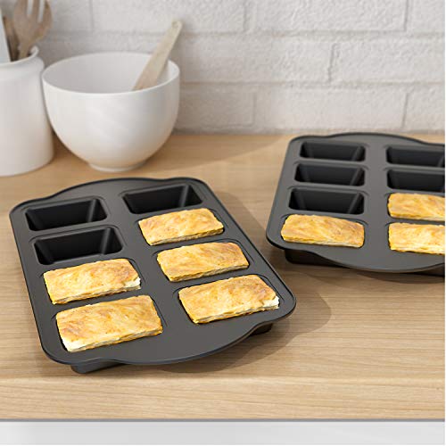 Tiawudi 2 Pack Non-Stick Mini Loaf Pan, Carbon Steel Baking Bread Pan, 8-Cavity