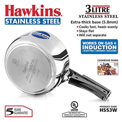 Hawkins B60 Pressure Cooker, 3 L, Silver